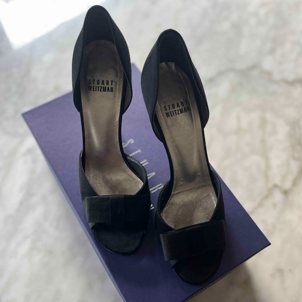 Stuart Weitzman Pocosnake Black Suede Heels — Size 5.5